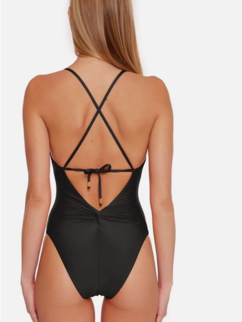Black Trina Turk Monaco Twist Back One-Piece Swimsuit size 14